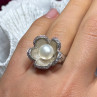 925 Sterling Silver Pearl & White Sapphire 