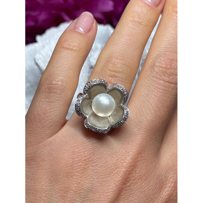 925 STERLING SILVER PEARL & WHITE SAPPHIRE 