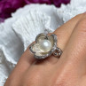 925 Sterling Silver Pearl & White Sapphire 