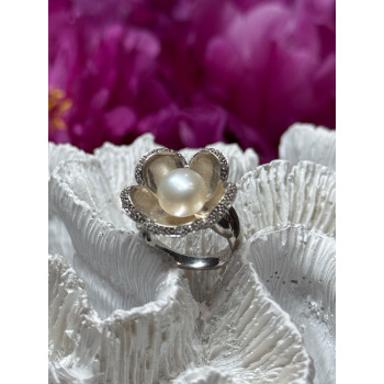 925 STERLING SILVER PEARL & WHITE SAPPHIRE 