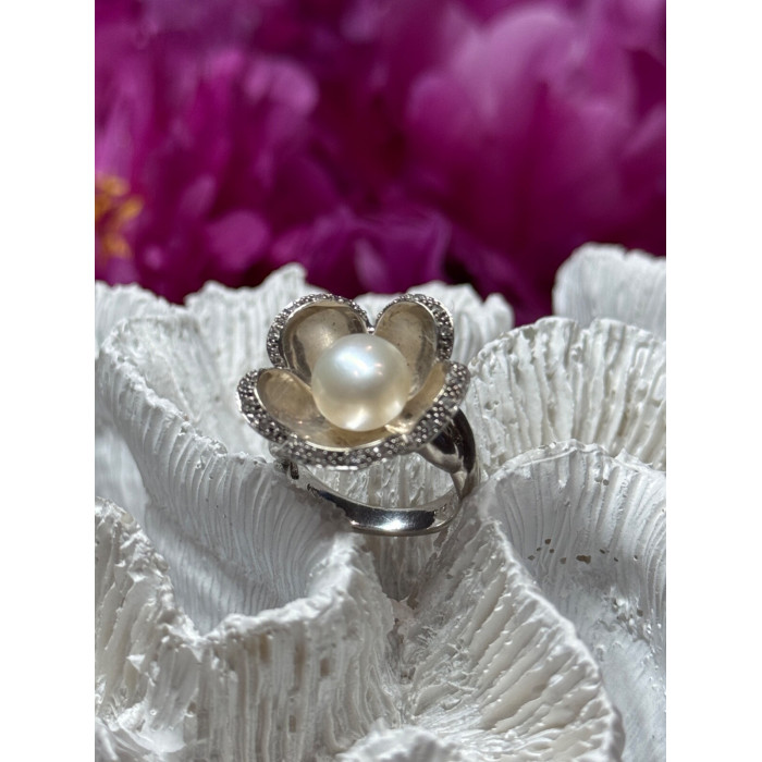 925 STERLING SILVER PEARL & WHITE SAPPHIRE 
