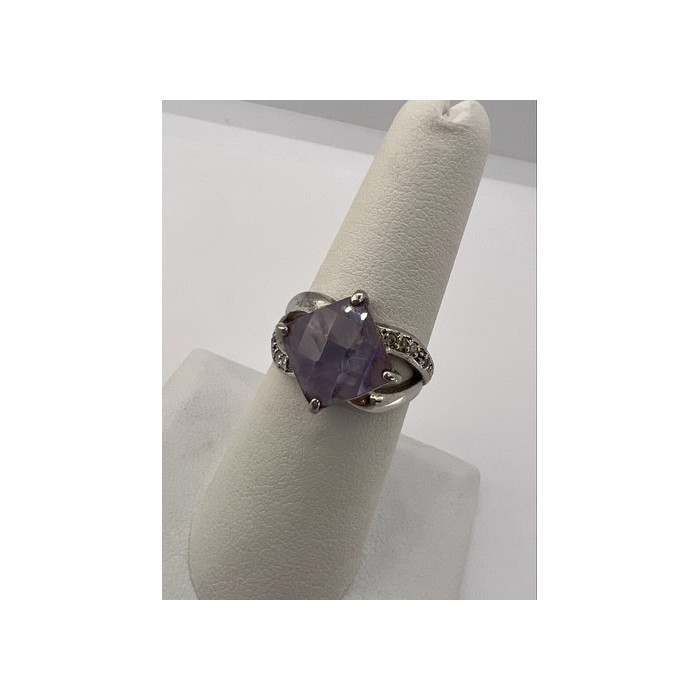 925 Sterling Silver Purple CZ Ring Size 6.5