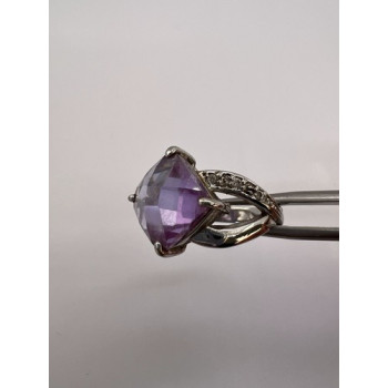 925 Sterling Silver Purple CZ Ring Size 6.5