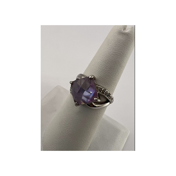 925 Sterling Silver Purple CZ Ring Size 6.5