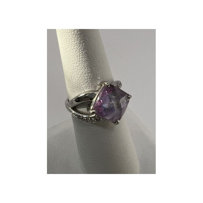925 Sterling Silver Purple CZ Ring Size 6.5