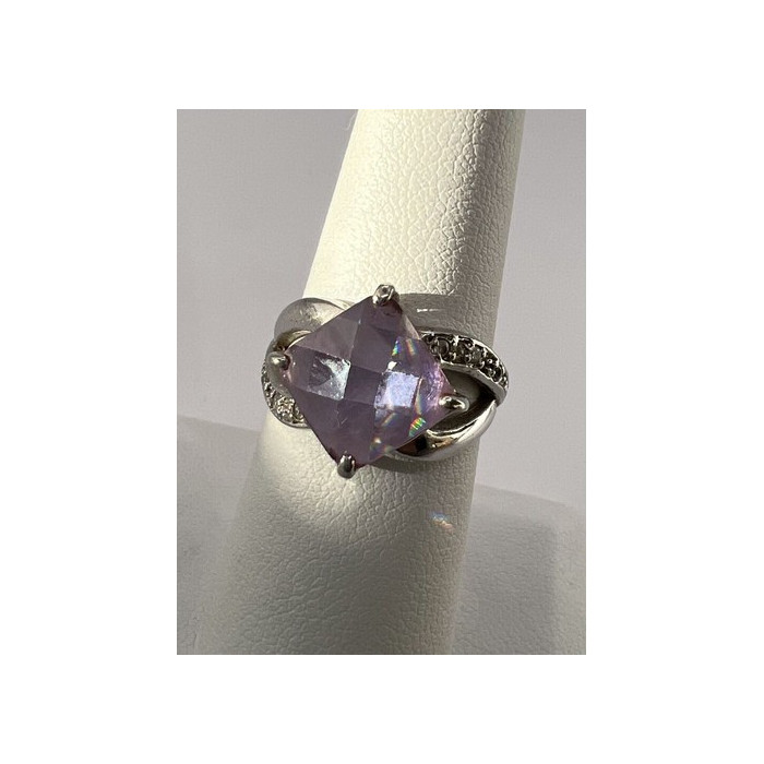 925 Sterling Silver Purple CZ Ring Size 6.5