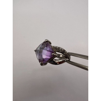 925 Sterling Silver Purple CZ Ring Size 6.5