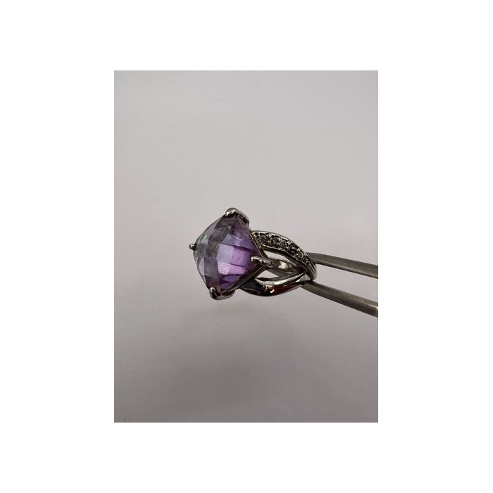 925 Sterling Silver Purple CZ Ring Size 6.5