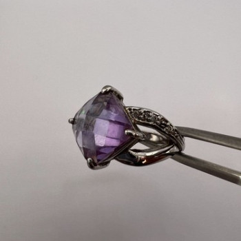 925 Sterling Silver Purple CZ Ring Size 6.5