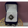 925 Sterling Silver Black Jade, Colorless Sapphire & Marcasite Ring Size 5.5