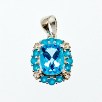 925 Sterling Silver Topaz & Beryl Pendant