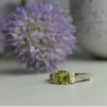 925 Sterling Silver Peridot & Colorless Quartz Ring Size 8