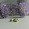 925 Sterling Silver Peridot & Colorless Quartz Ring Size 8