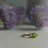 925 Sterling Silver Peridot & Colorless Quartz Ring Size 8