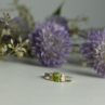 925 Sterling Silver Peridot & Colorless Quartz Ring Size 8
