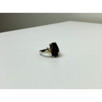 925 Sterling Silver Gold Plated Black Onyx Ring Size 8.5