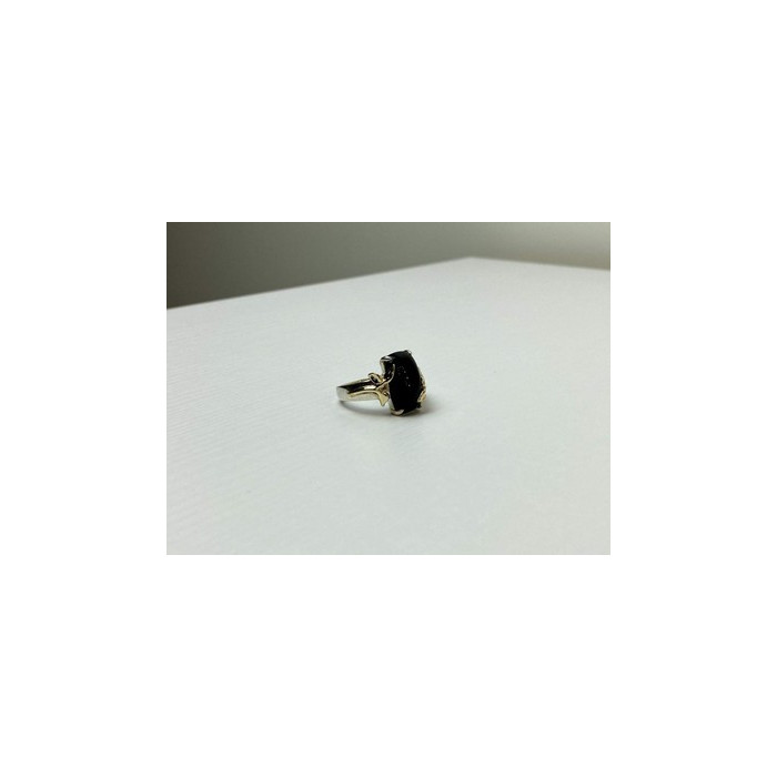 925 Sterling Silver Gold Plated Black Onyx Ring Size 8.5