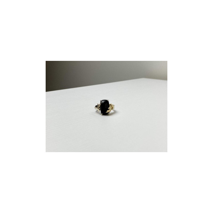 925 Sterling Silver Gold Plated Black Onyx Ring Size 8.5