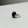 925 Sterling Silver Gold Plated Black Onyx Ring Size 8.5