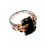925 Sterling Silver Gold Plated Black Onyx Ring Size 8.5