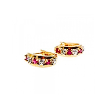 925 Sterling Silver Gold Plated Ruby Earrings