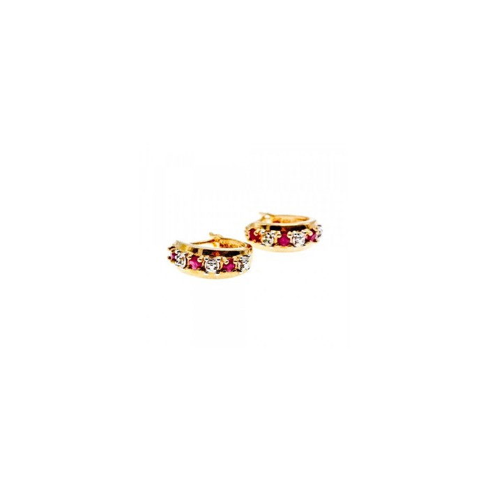 925 Sterling Silver Gold Plated Ruby Earrings