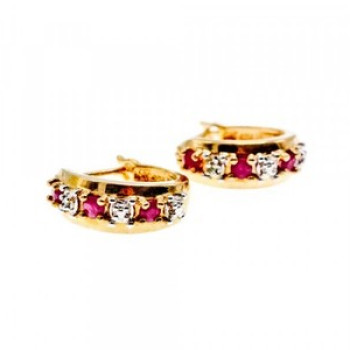 925 Sterling Silver Gold Plated Ruby Earrings
