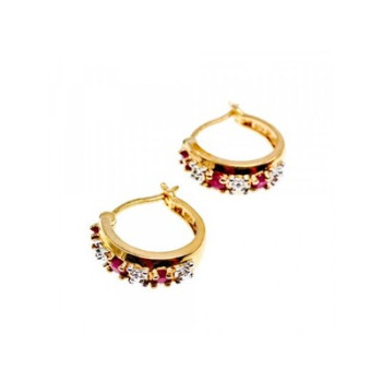 925 Sterling Silver Gold Plated Ruby Earrings