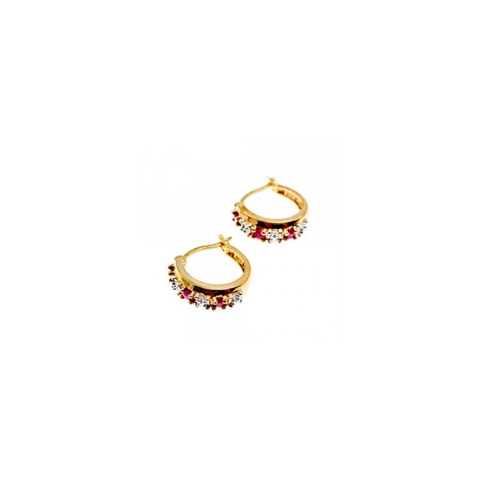 925 Sterling Silver Gold Plated Ruby Earrings