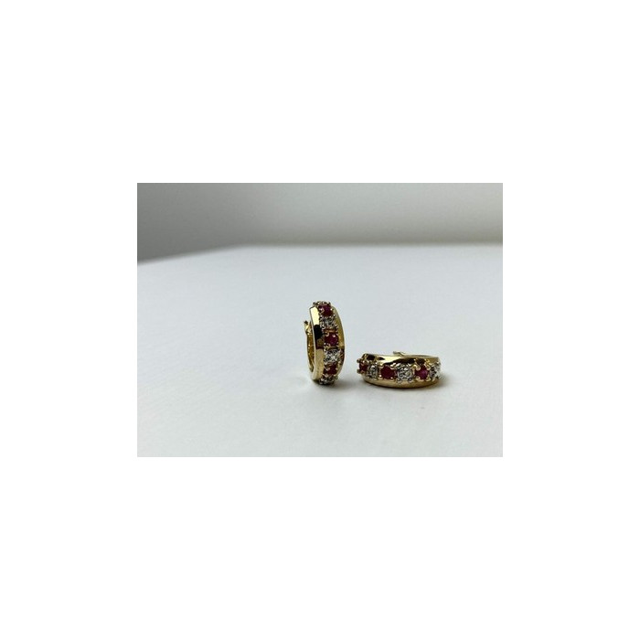 925 Sterling Silver Gold Plated Ruby Earrings