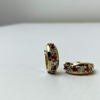 925 Sterling Silver Gold Plated Ruby Earrings