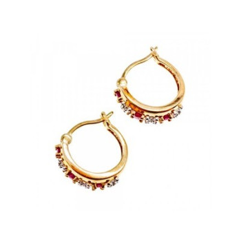 925 Sterling Silver Gold Plated Ruby Earrings