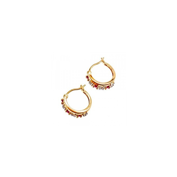925 Sterling Silver Gold Plated Ruby Earrings