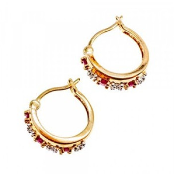 925 Sterling Silver Gold Plated Ruby Earrings