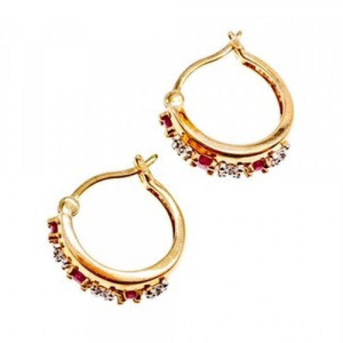 925 Sterling Silver Gold Plated Ruby Earrings