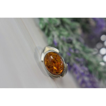 925 Sterling Silver Amber Ring Size 8.5