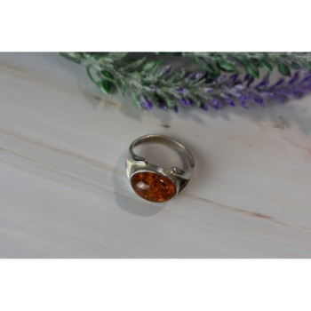 925 Sterling Silver Amber Ring Size 8.5