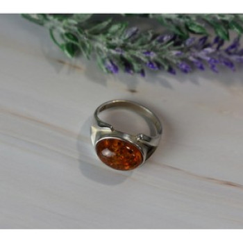 925 Sterling Silver Amber Ring Size 8.5