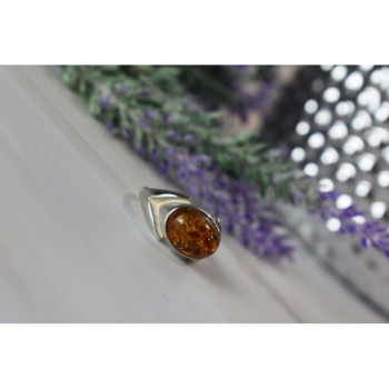 925 Sterling Silver Amber Ring Size 8.5