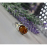 925 Sterling Silver Amber Ring Size 8.5