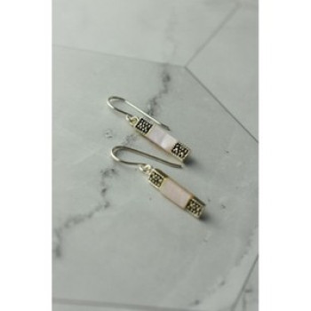 925 Sterling Silver Pink Mother of Pearl & Marcasites Earrings