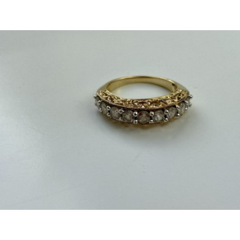 925 Sterling Silver Gold Plated White CZ Ring Size 7