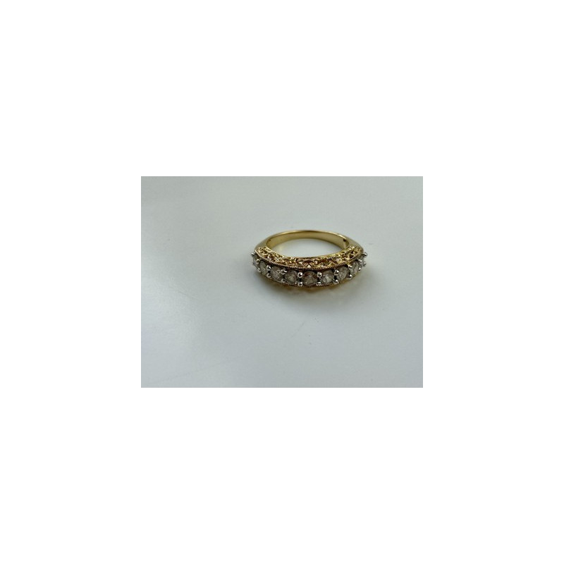 925 Sterling Silver Gold Plated White CZ Ring Size 7