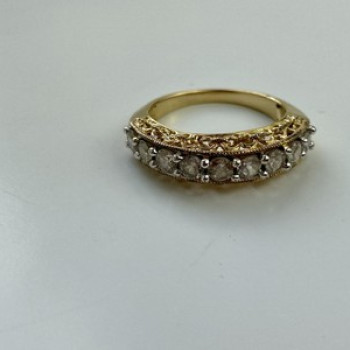 925 Sterling Silver Gold Plated White CZ Ring Size 7