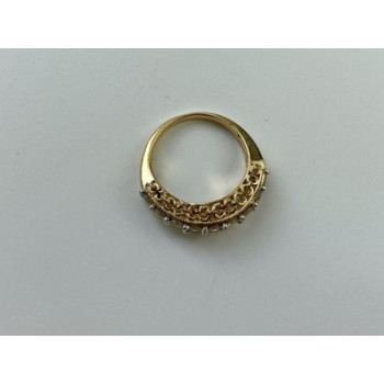 925 Sterling Silver Gold Plated White CZ Ring Size 7