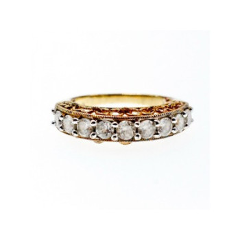 925 Sterling Silver Gold Plated White CZ Ring Size 7