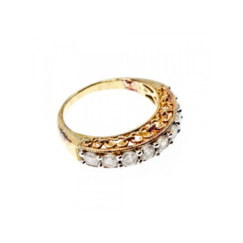 925 Sterling Silver Gold Plated White CZ Ring Size 7