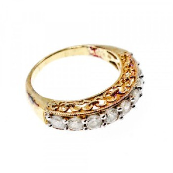 925 Sterling Silver Gold Plated White CZ Ring Size 7
