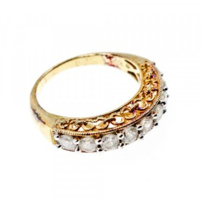 925 Sterling Silver Gold Plated White CZ Ring Size 7