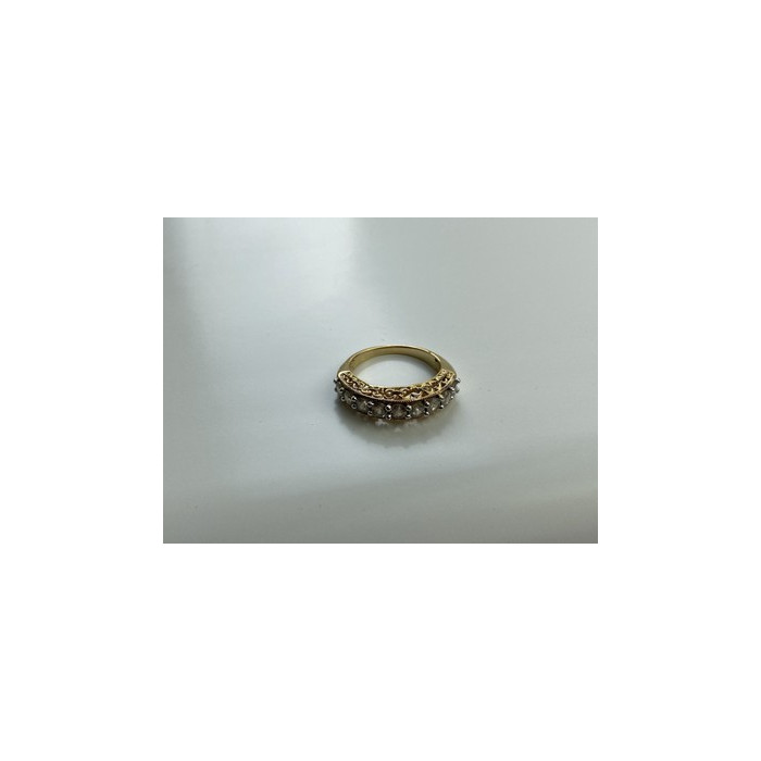 925 Sterling Silver Gold Plated White CZ Ring Size 7